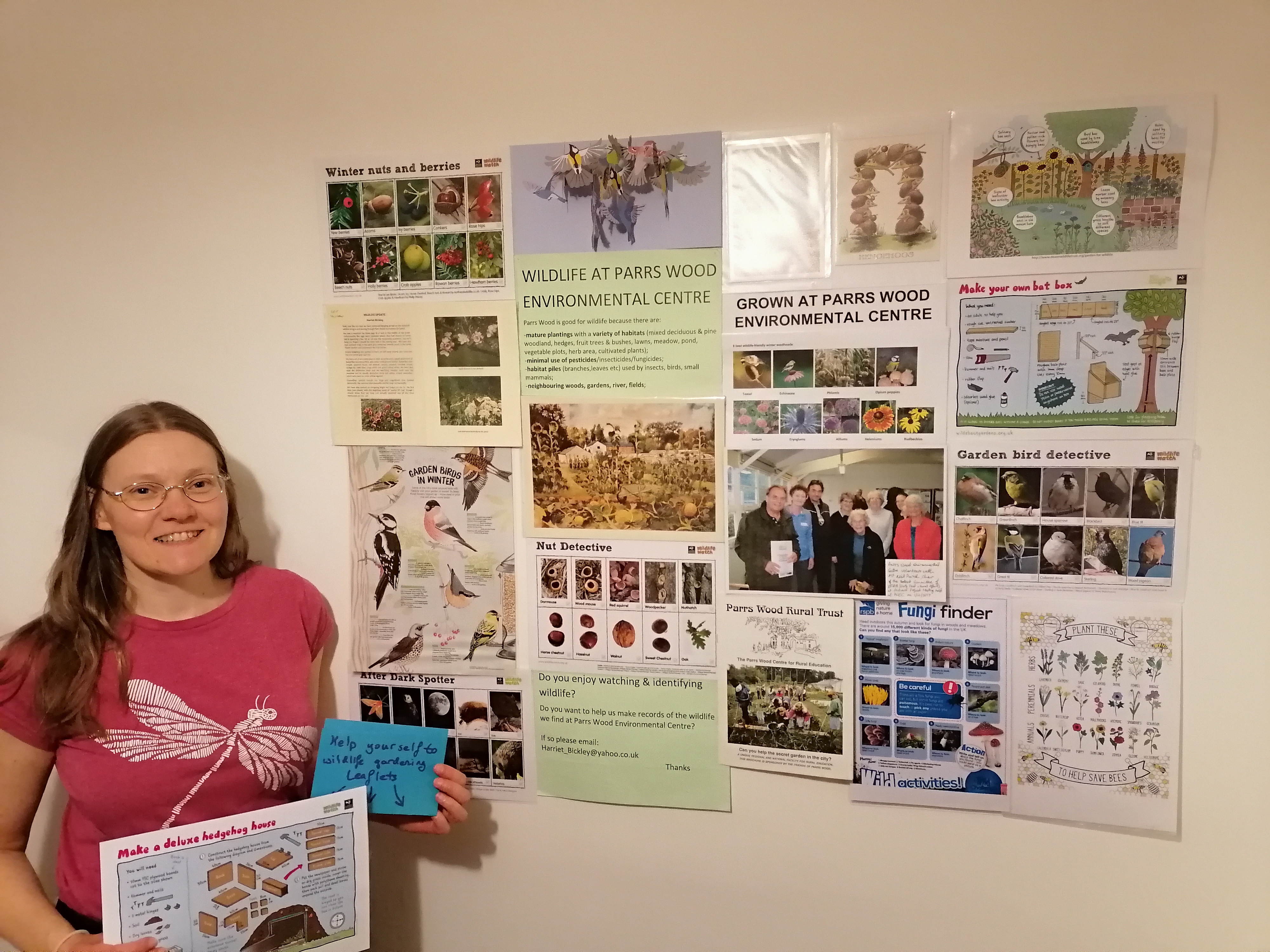Harriet displaying some of her work with Parrs Wood Environmental Centre