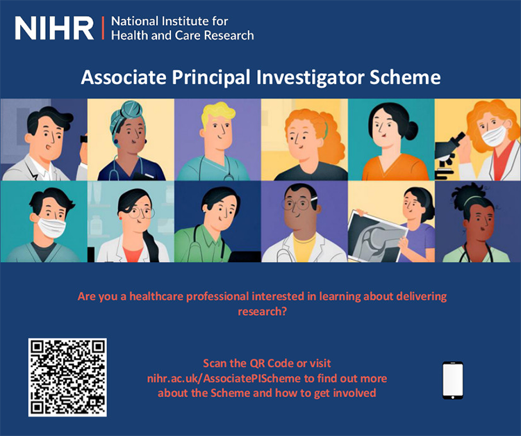 A poster detailing the information about the NIHR Associate PI Scheme.