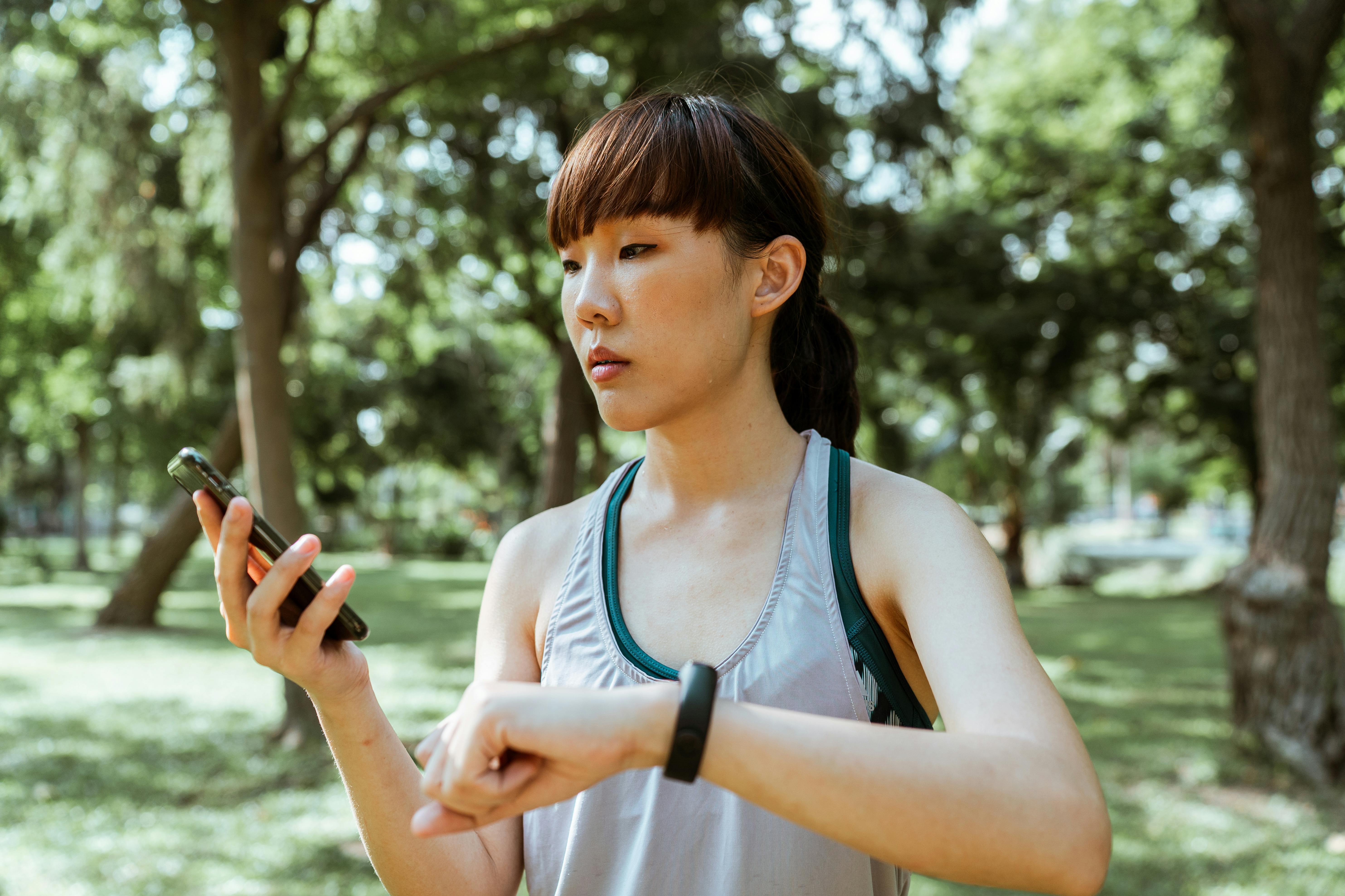 woman checking smartphone