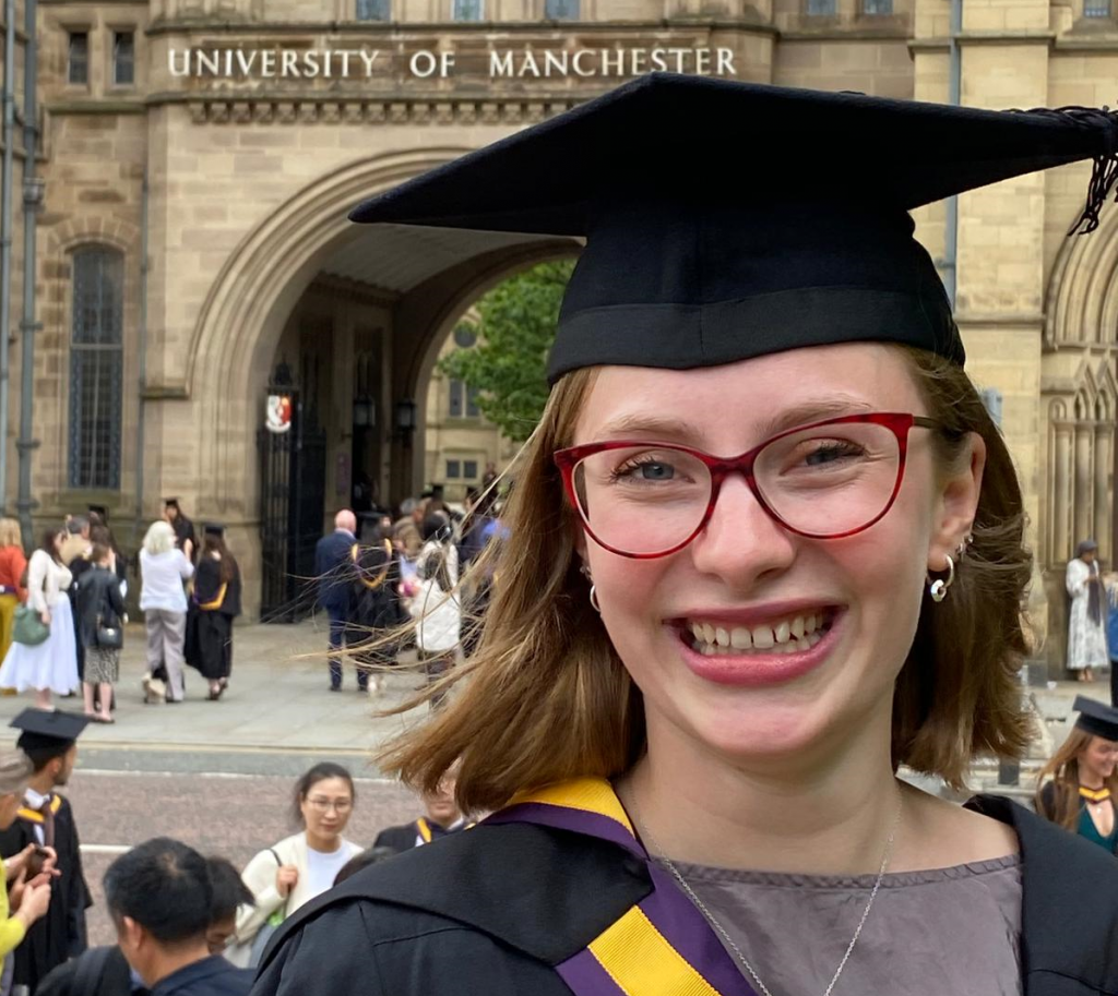 Sylvia Masters, graduating at The University of Manchester