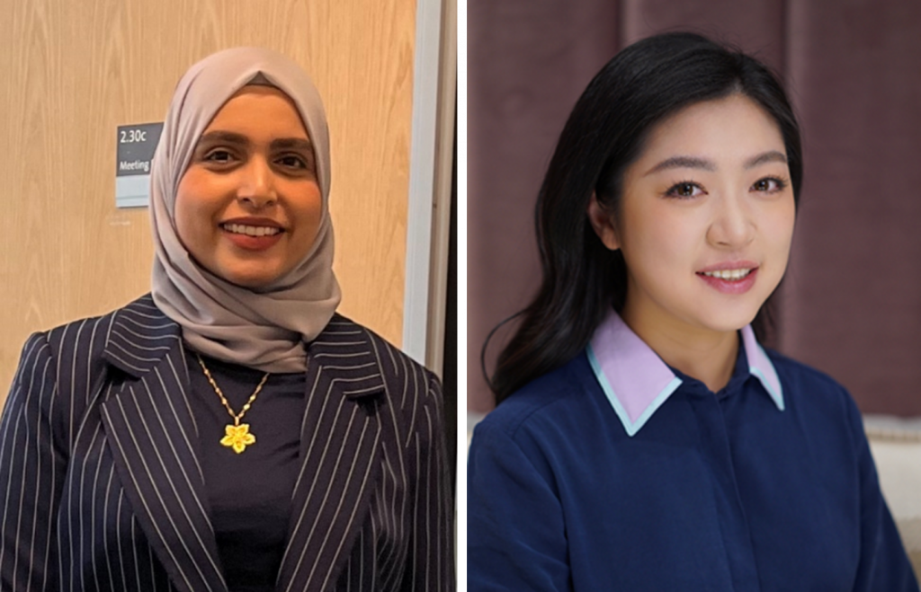 Dr. Sayema Rahman Khan smiling at camera (left), Dr Lei Zeng smiling at camera (right)