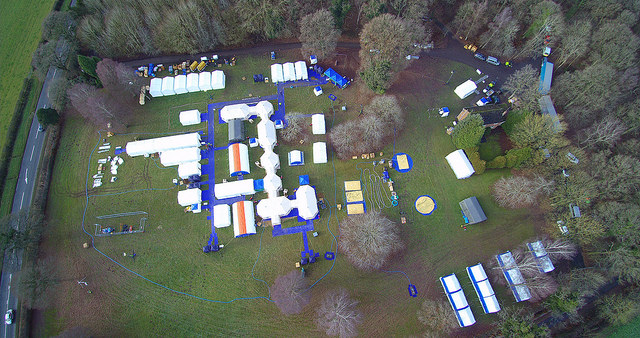 Aerial view of the UK's new Emergency Medical Team deployable civilian field hospital