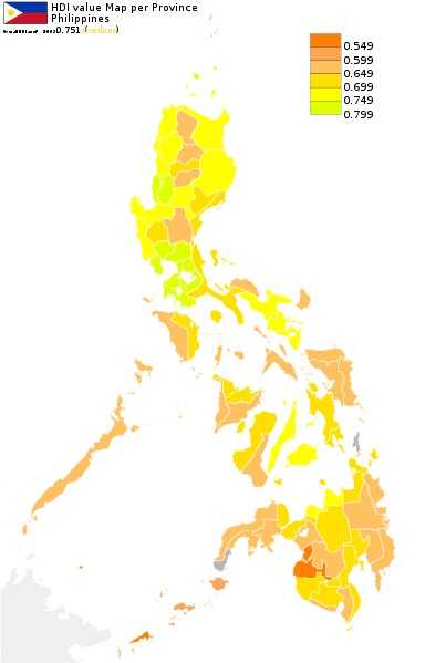 a graph of Philippines Human Development Index shows development as regional