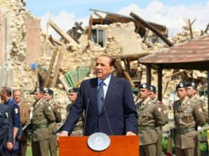 Silvio Berlusconi visits L'Aquila. Source: L'Espresso