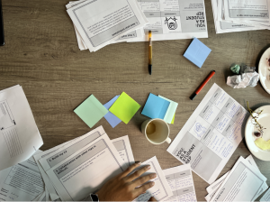 a group of student reps working on ideation for overcoming the challenges they came across while collecting feedback.