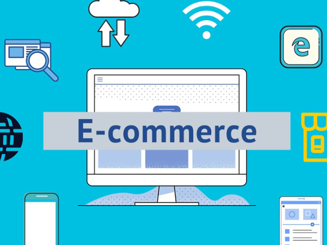 An icon based image representing e-commerce